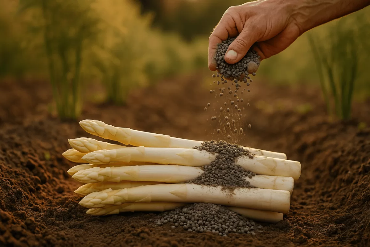 Spargel düngen nach ernte mit organischem Dünger im Juli