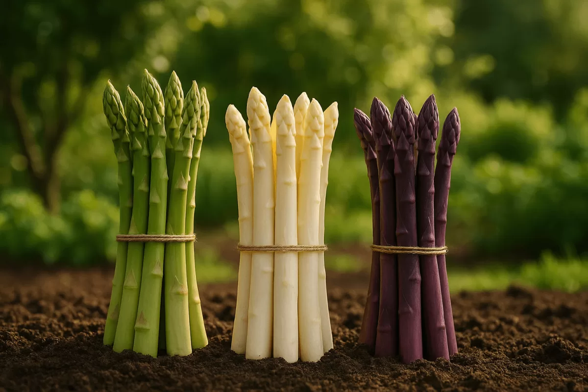 Spargelsorten im Vergleich, grün weiß violett im Garten